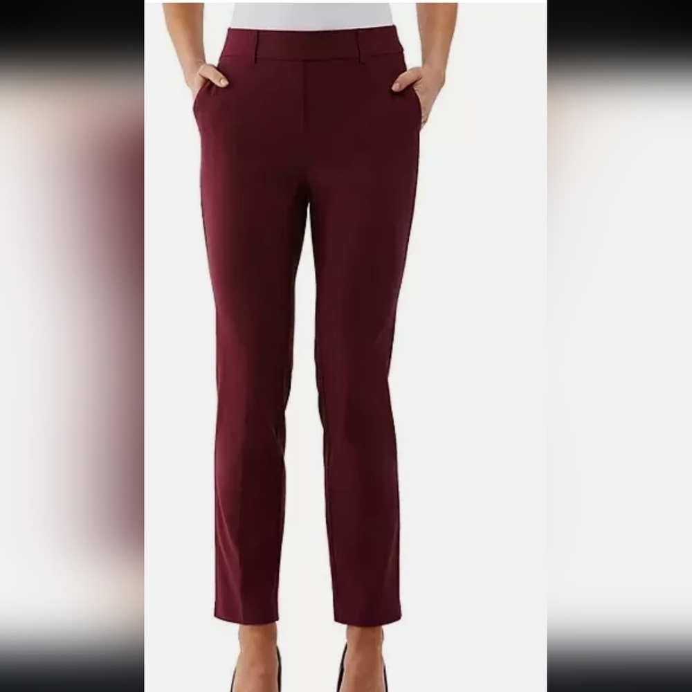 Rafaella Women's Pull-On Stretch Ankle Pant Size 14 Windsor Wine